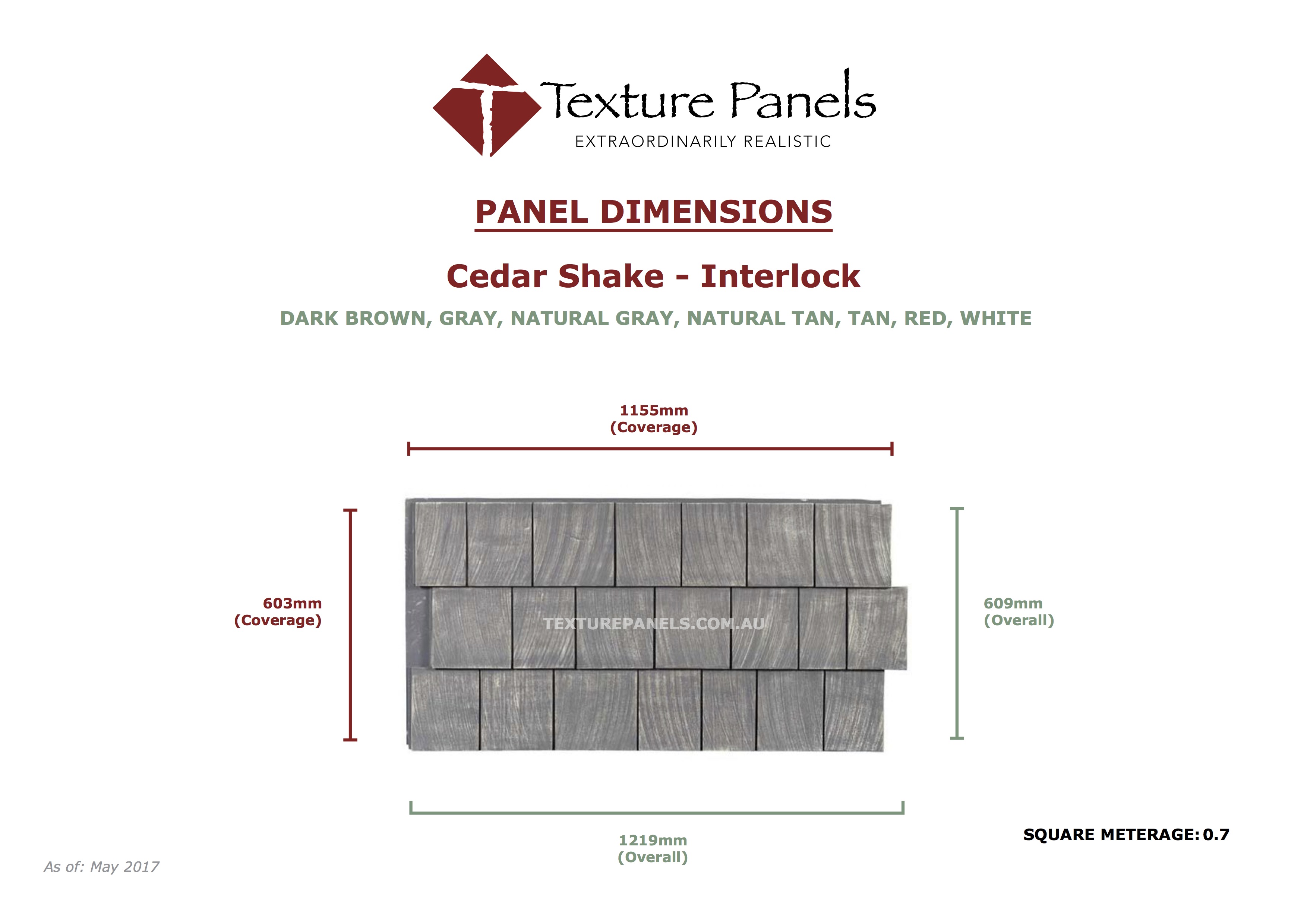 Cedar Shake Interlock - Dimensions